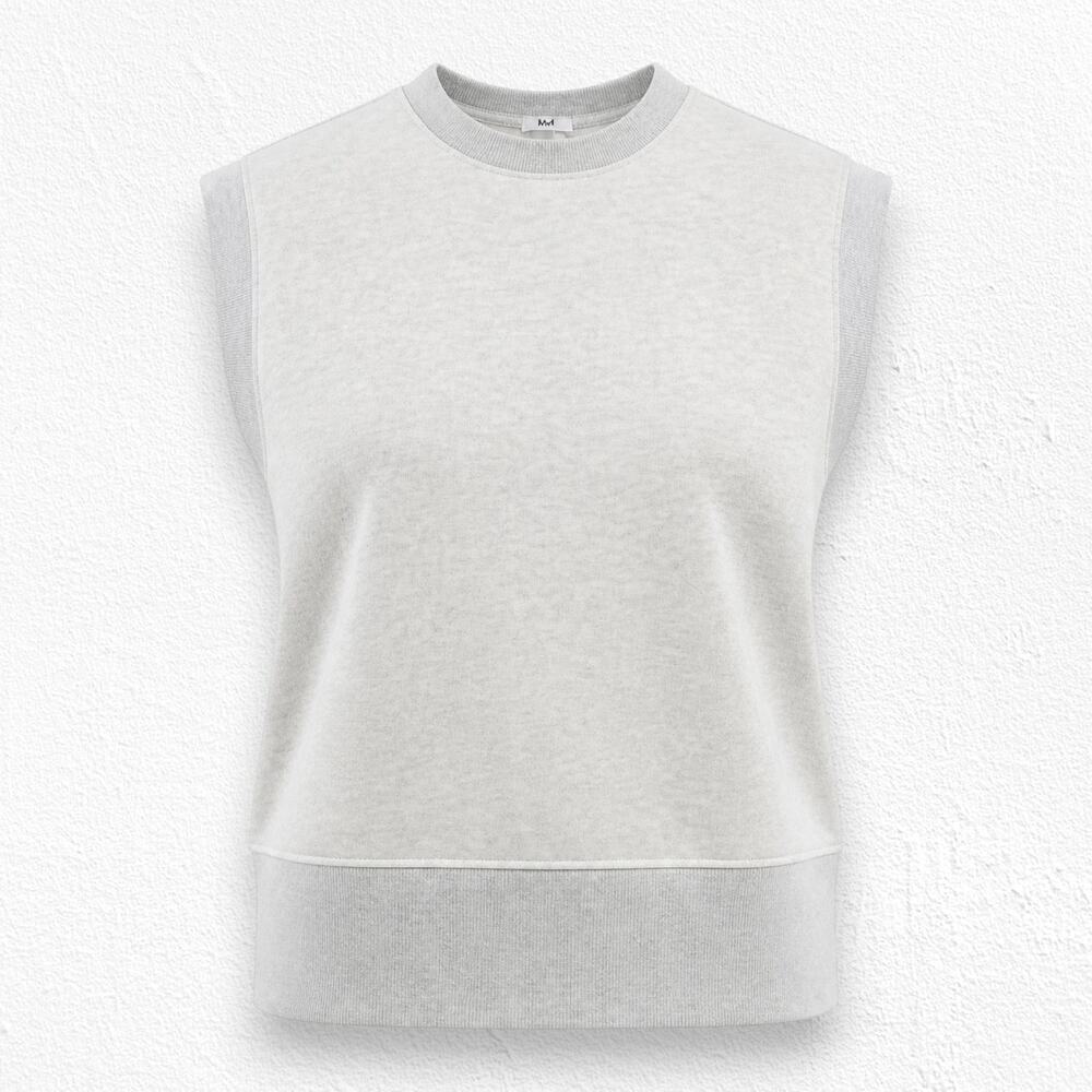 AGOLDE Simone Sleeveless Sweatshirt Gray Cream Fleece Vest Size Medium USA Made
